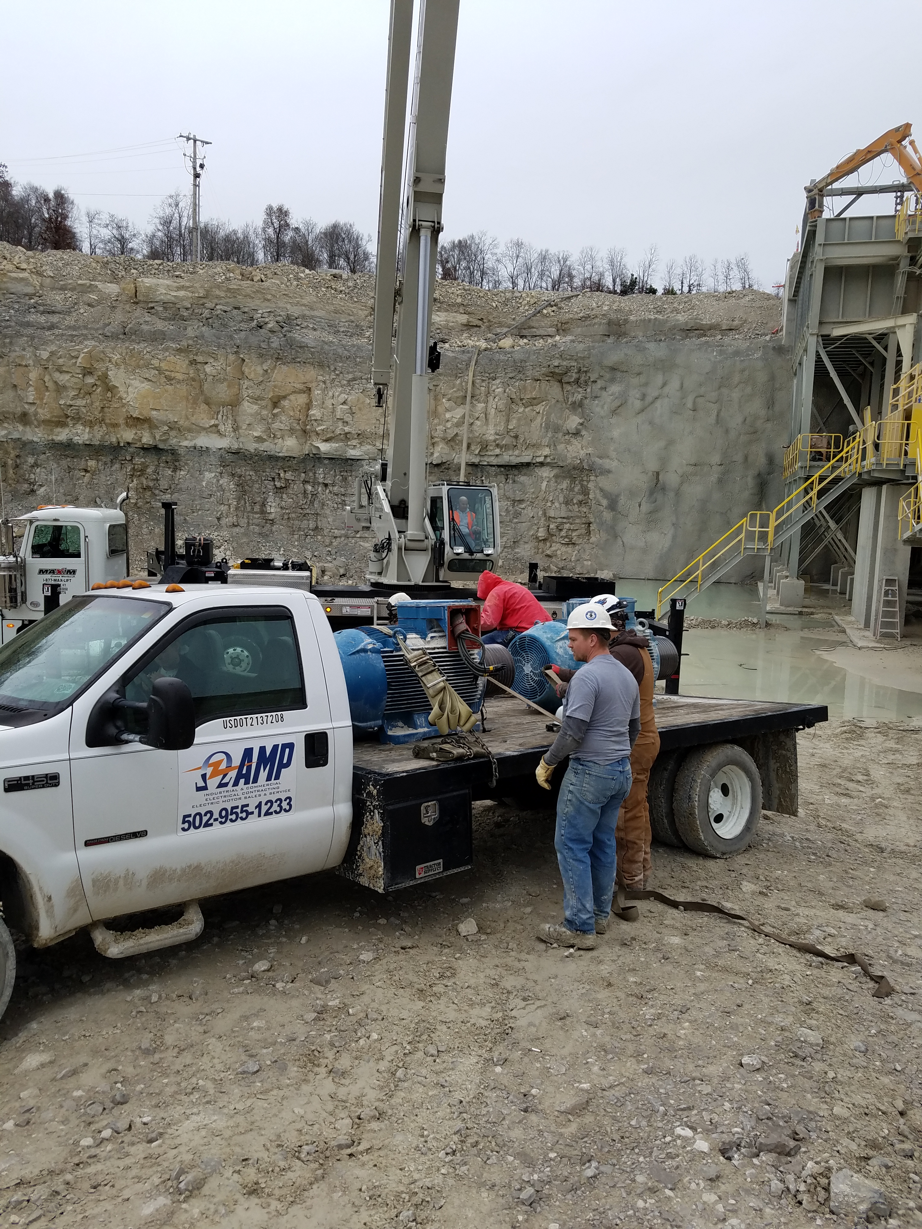 REMOVING TWO 350 HP CRUSHER MOTORS FOR RECONDITION